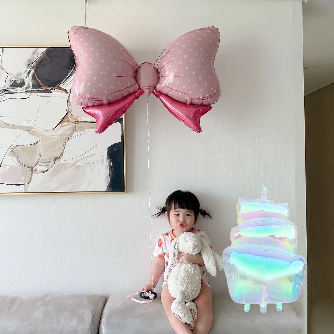 Birthday Cake Foil Balloons,38 Inch Gaint Three-Tier Iridescent Holographic Thickened Large Mylar Balloon,Baby Shower Boy Girl Birthday Gift Kids Party Theme Decoration
