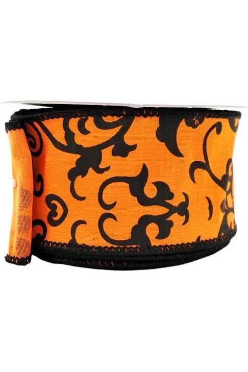 2.5&#x22; Halloween Scroll Ribbon: Orange &#x26; Black (10 Yards)