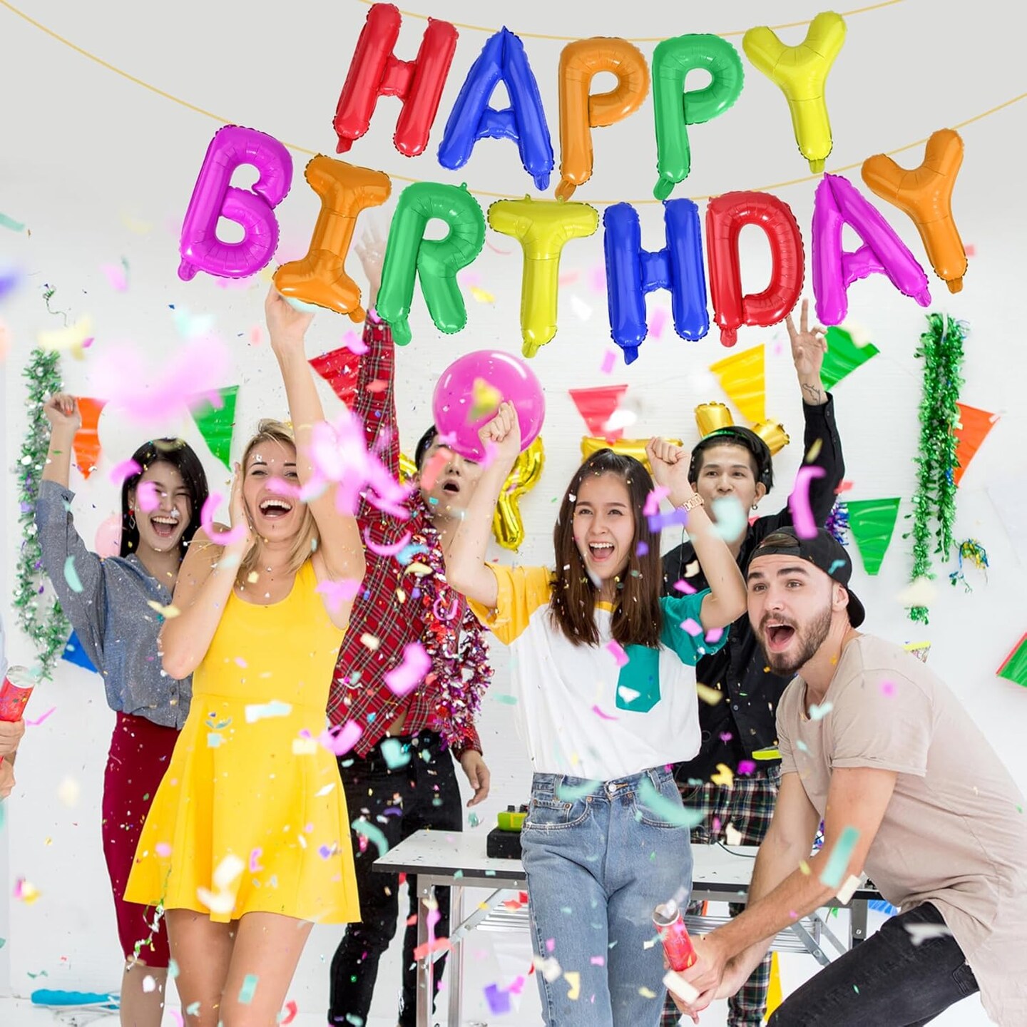 Happy Birthday Balloon Letters 16 inch Mylar Foil Birthday Balloons Banner Sign for Birthday Party Decorations Supplies (Color)