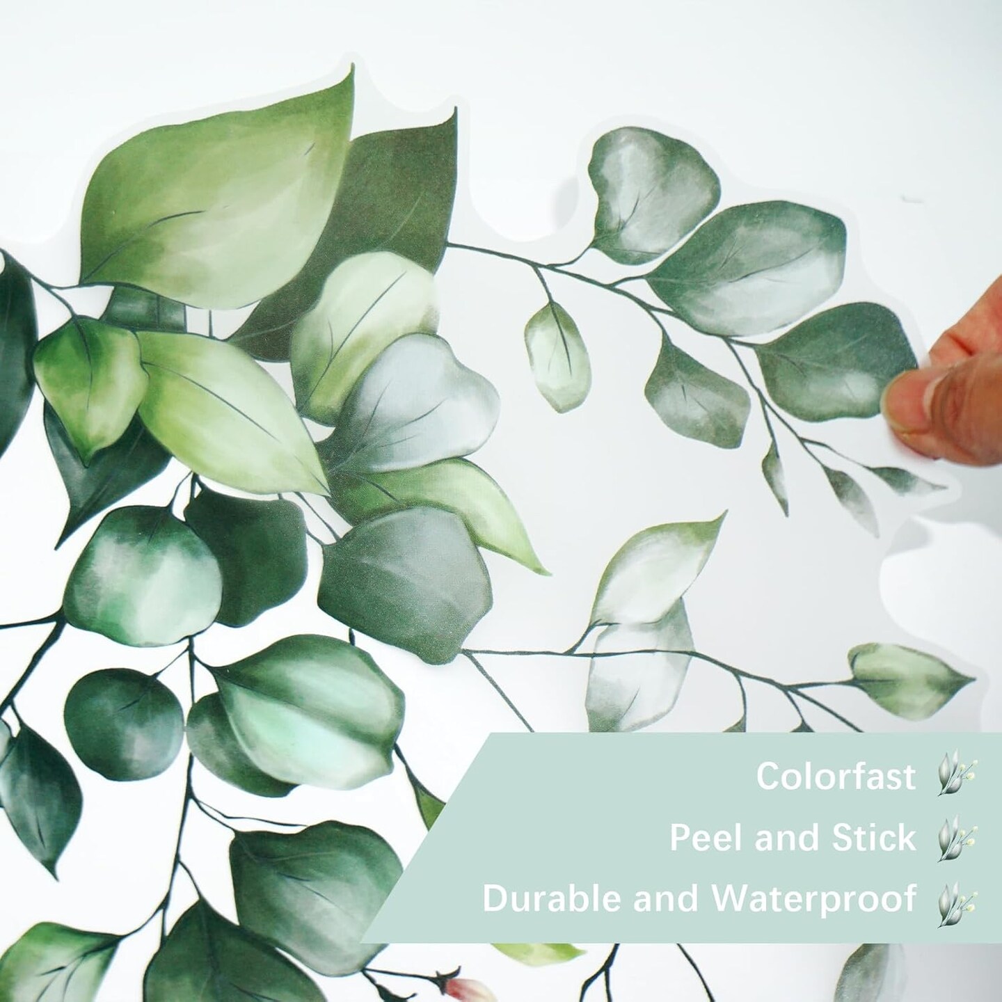 Green Leaves Wall Decor Hanging Vine Flower Wall Stickers Floral Wall Decals Plant Wall Art Spring Home Decorations for Living Room TV Background Nursery Girls Bedroom Office Classroom