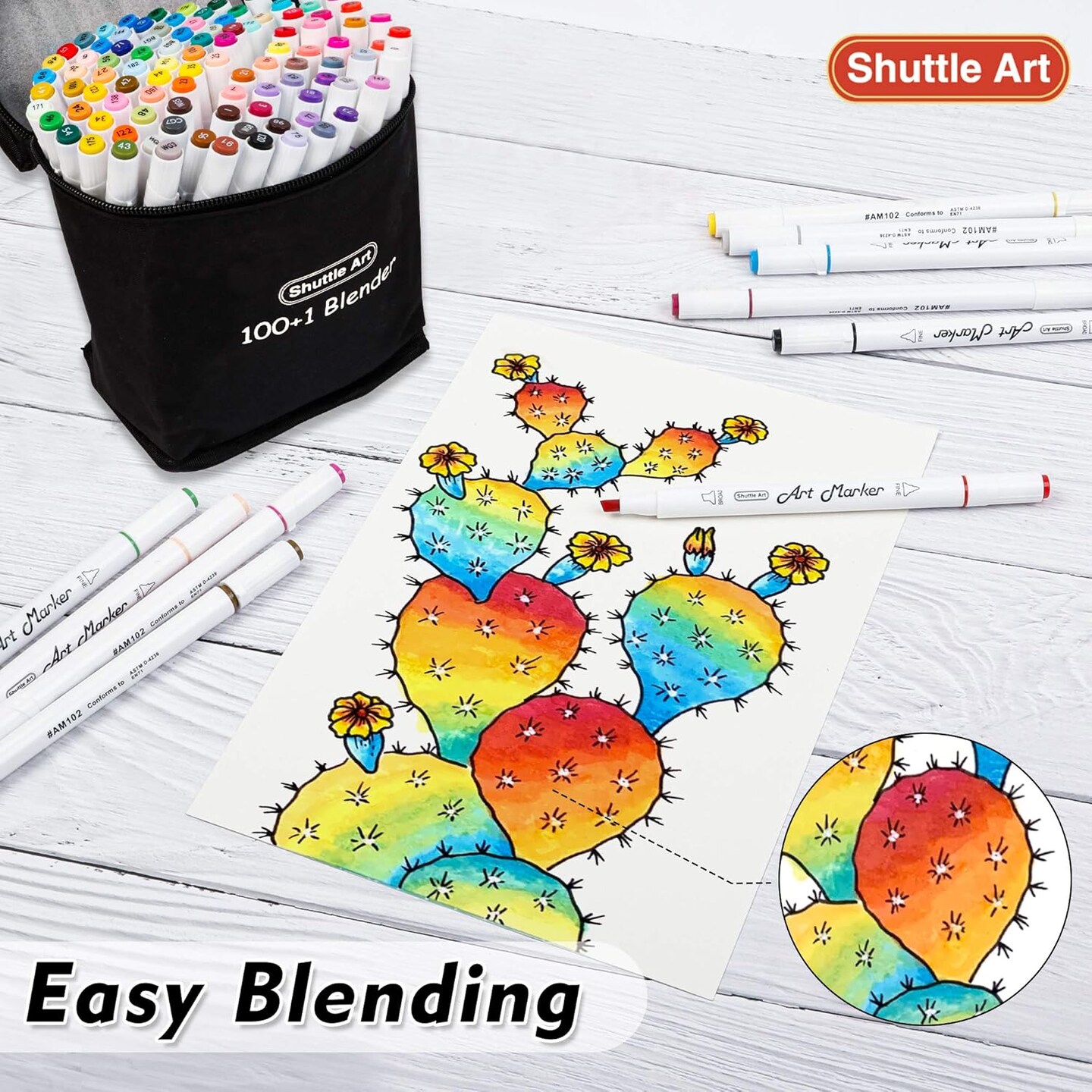 101 Colors Dual Tip Alcohol Based Art Markers,100 Colors plus 1 Blender Permanent Marker Pens Highlighters with Case Perfect for Illustration Adult Coloring Sketching and Card Making
