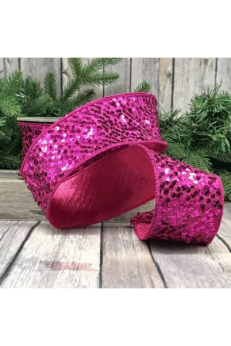 2.5&#x22; Metallic Sequin Ribbon: Hot Pink (10 Yards)
