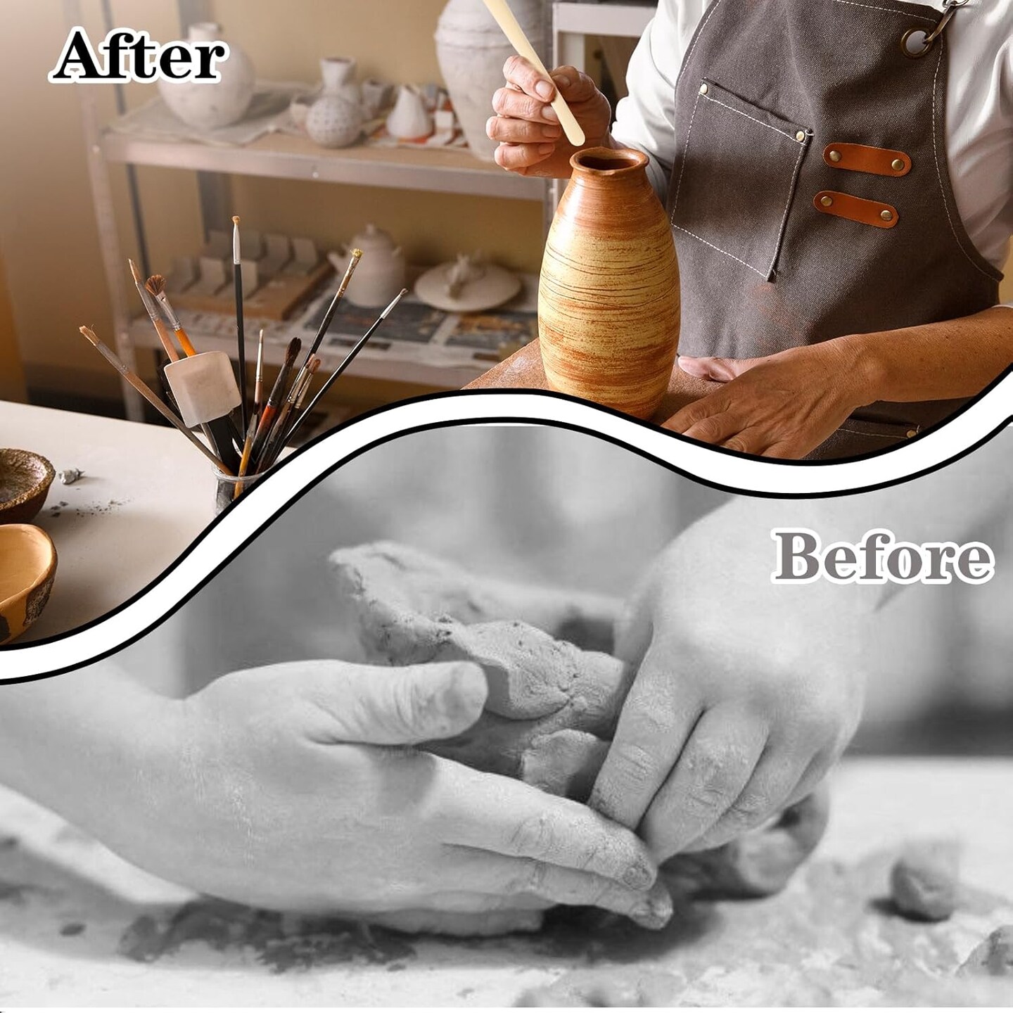 10Styles Wooden Clay Sculpting Tools, 6.2'' Smooth Double Ended Clay Modeling Tools