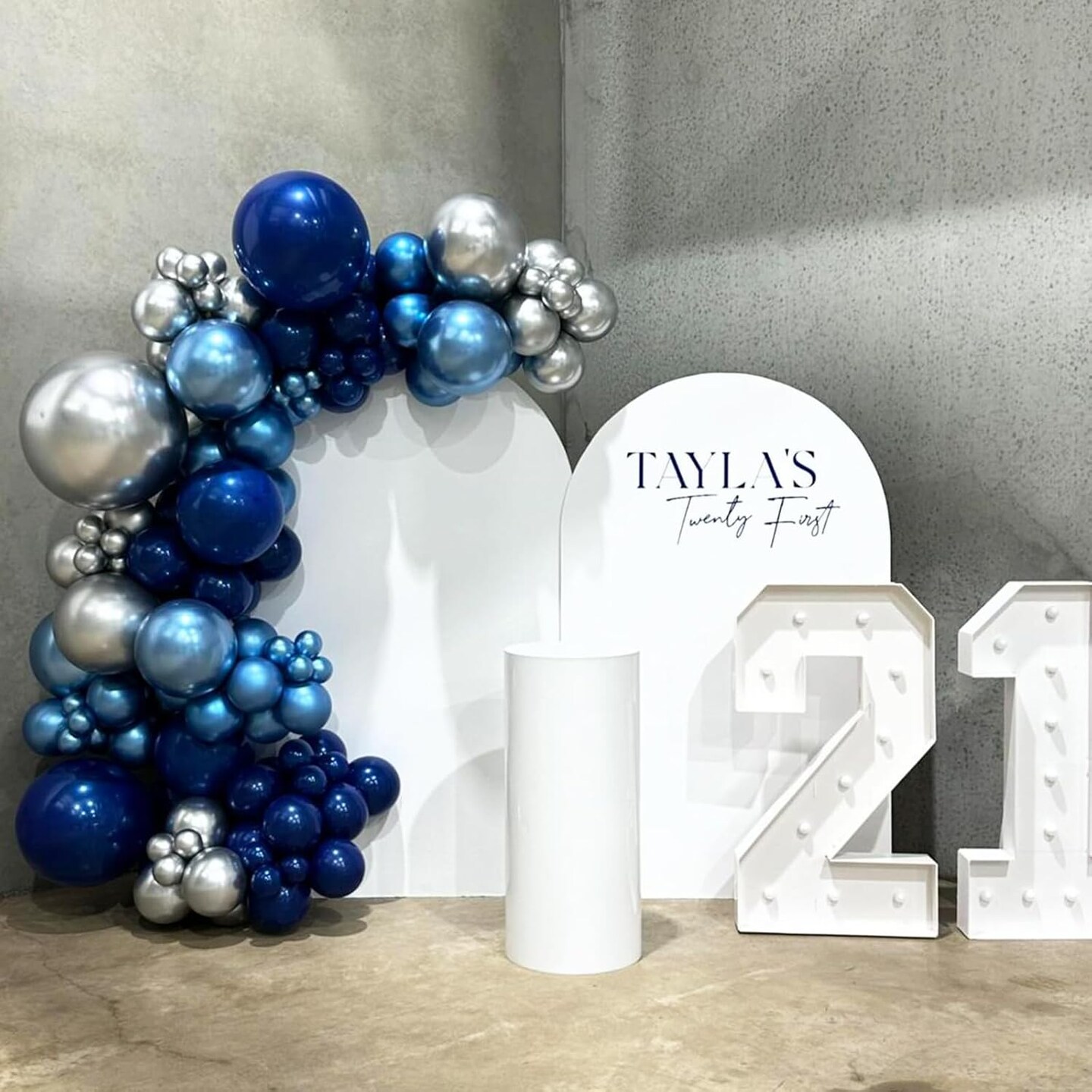 Blue Silver Balloons Set, 12 Inch Blue and Silver Balloons Dark Blue Party Balloons Metallic Blue Silver Latex Balloons