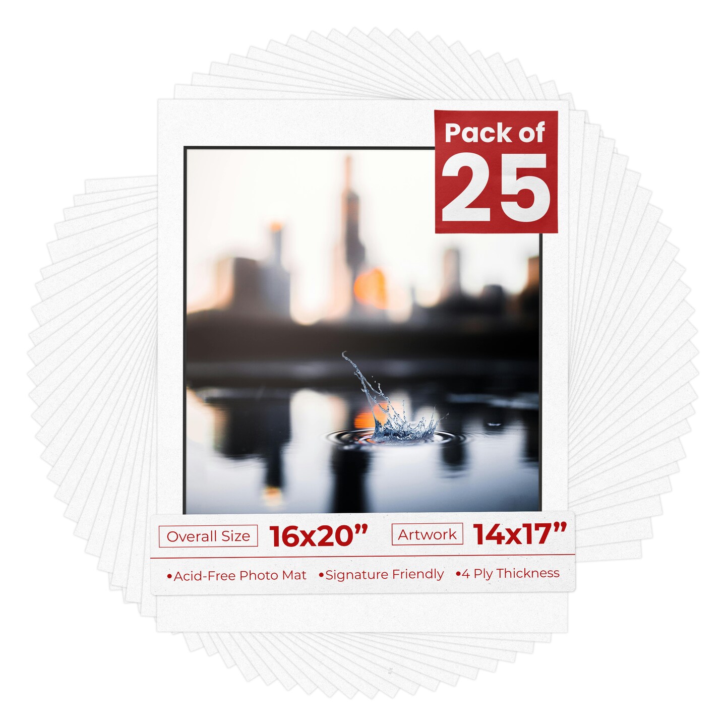 White with Black Core Mat Board for 16x20 Frames - Fits 14x17 Photos ...