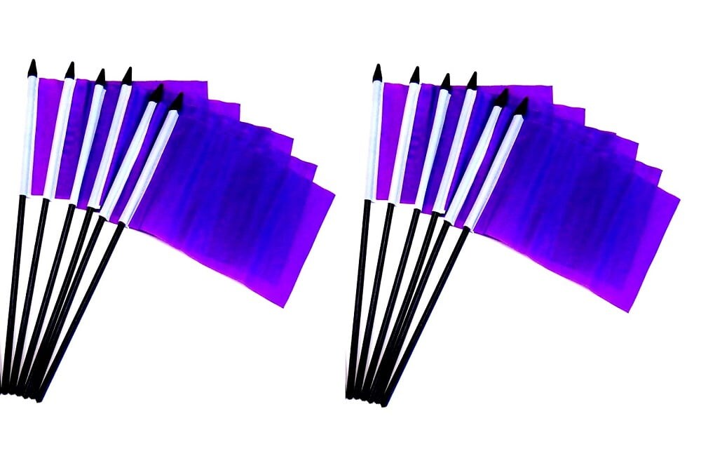 Pack of 12 Purple Mini Flags – 4"x6" Polyester Desk & Hand Waving Set
