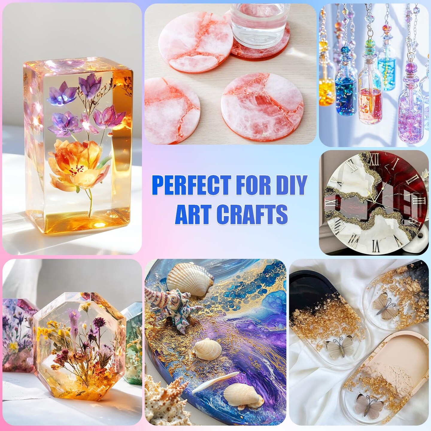 Epoxy Resin Kit, 32OZ Crystal Clear Resin Epoxy, Bubble Free, No Yellowing, UV Resistant, Food Safe, Easy Mix 1:1 for DIY Crafts Resin Jewelry Making(16OZ x 2)