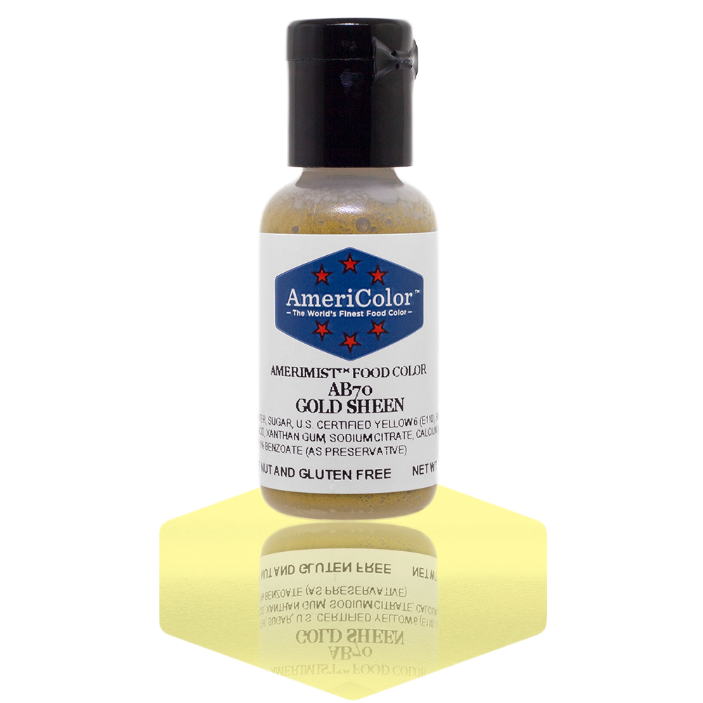 AmeriColor, Gold Sheen, .65 Ounce, AmeriMist Airbrush Food Coloring