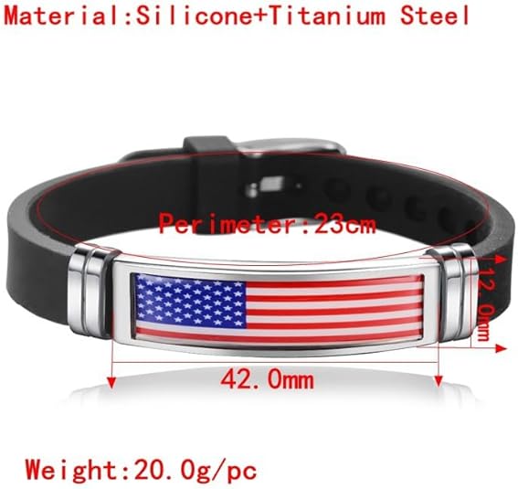 United States Of America Flag Bracelet Silicone Chain Wristband Souvenir, USA Fashion Handmade Bracelet For Man &#x26; Woman Special Day&#x27;s Gift and 4th of July, Flexible size