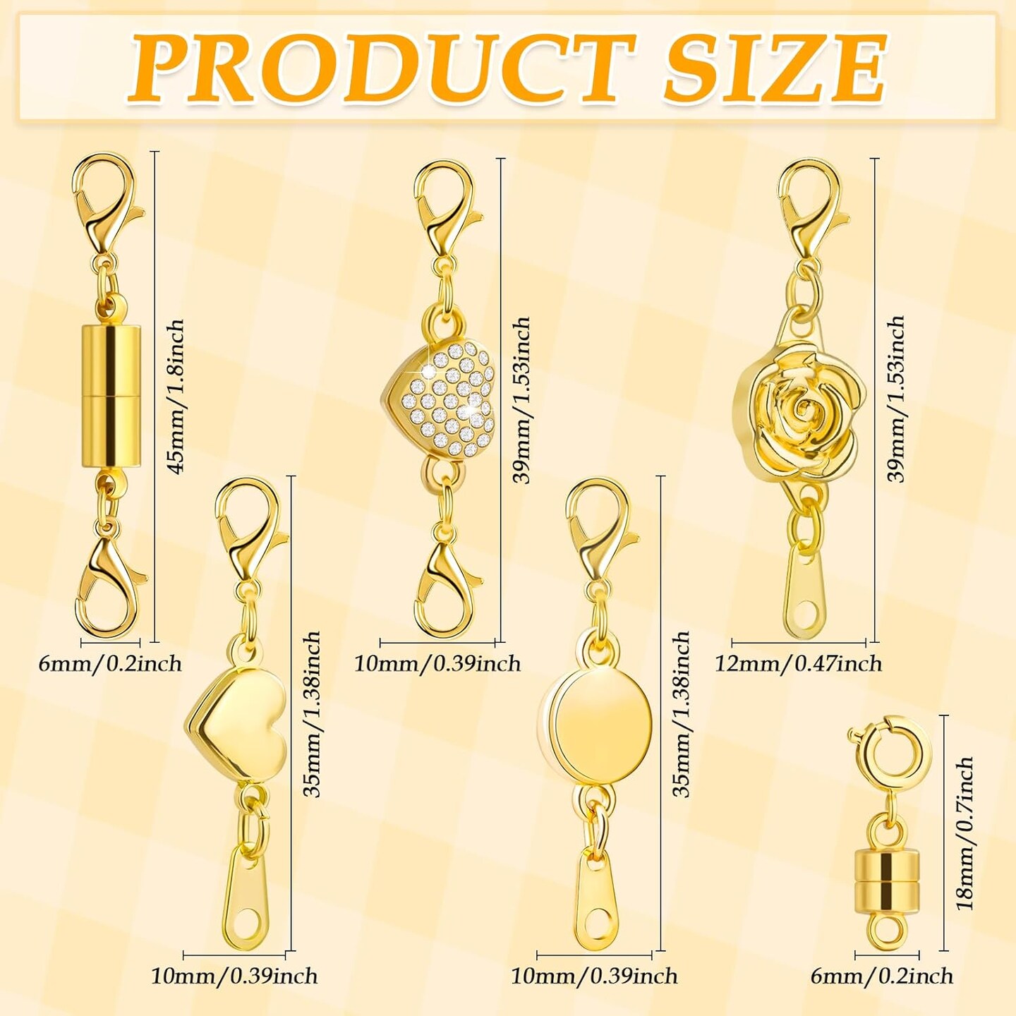 12Pcs Magnetic Necklace Clasps and Closures, Locking Magnetic Jewelry Clasps, Magnetic Necklace Extender, Necklace Clasp Helper for Necklaces, Bracelets and Jewelry