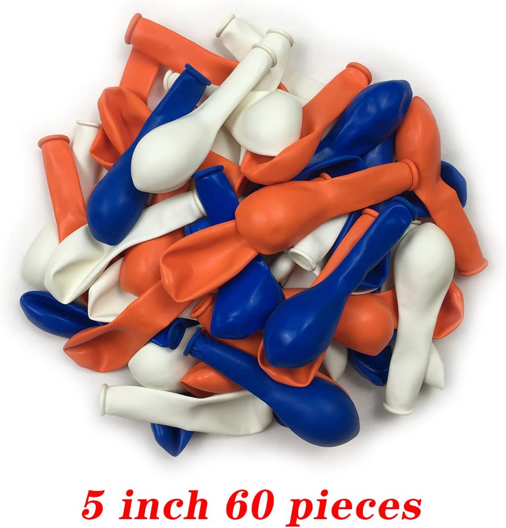 120-Pack White, Blue & Orange Latex Balloons – Birthday, Wedding & Baby Shower Party Decorations