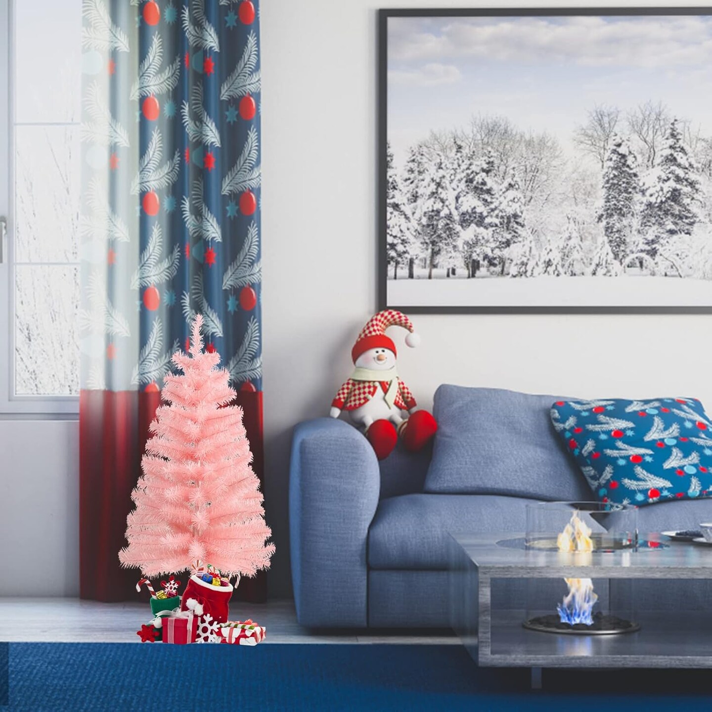 Pink Tabletop Hinged Christmas Tree (3ft Pink) 16&#x22;D x 16&#x22;W x 36&#x22;H