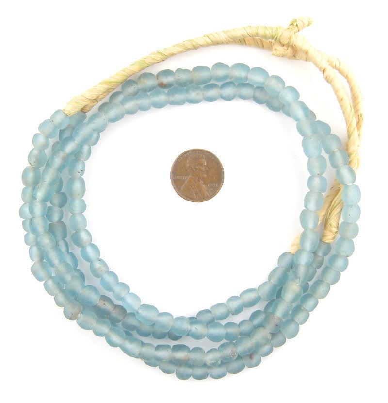 The Bead Chest African Recycled Glass Beads – Handmade in Ghana – Light Blue 7mm Strand for Jewelry Making, Crafts, and Home Decor I Approximately 70 Beads