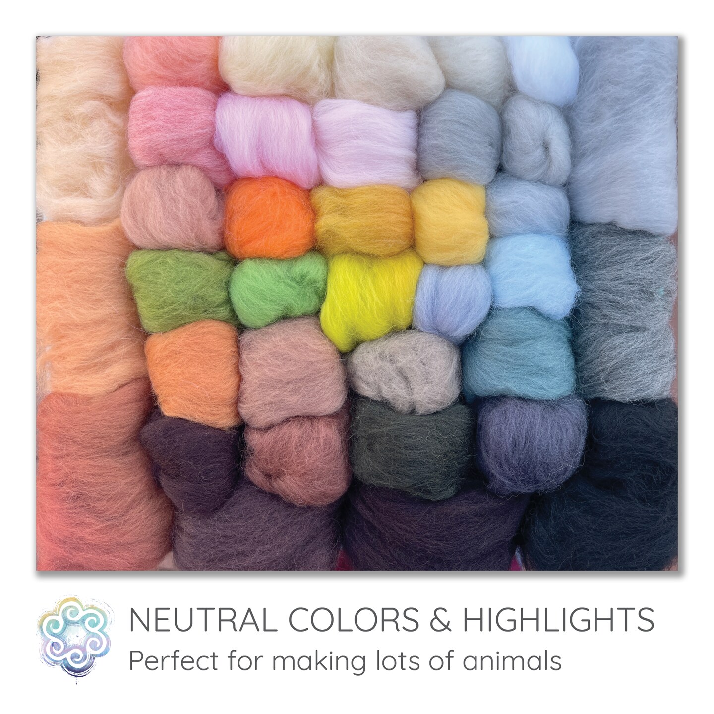 Extra Large Needle Felting Starter Kit Includes 36 Neutral Animal Wool Colors, 100G Core Wool, 50 Needles and Tools, Text and Video Guide. Craft Kit for Beginners, Kids and Adults