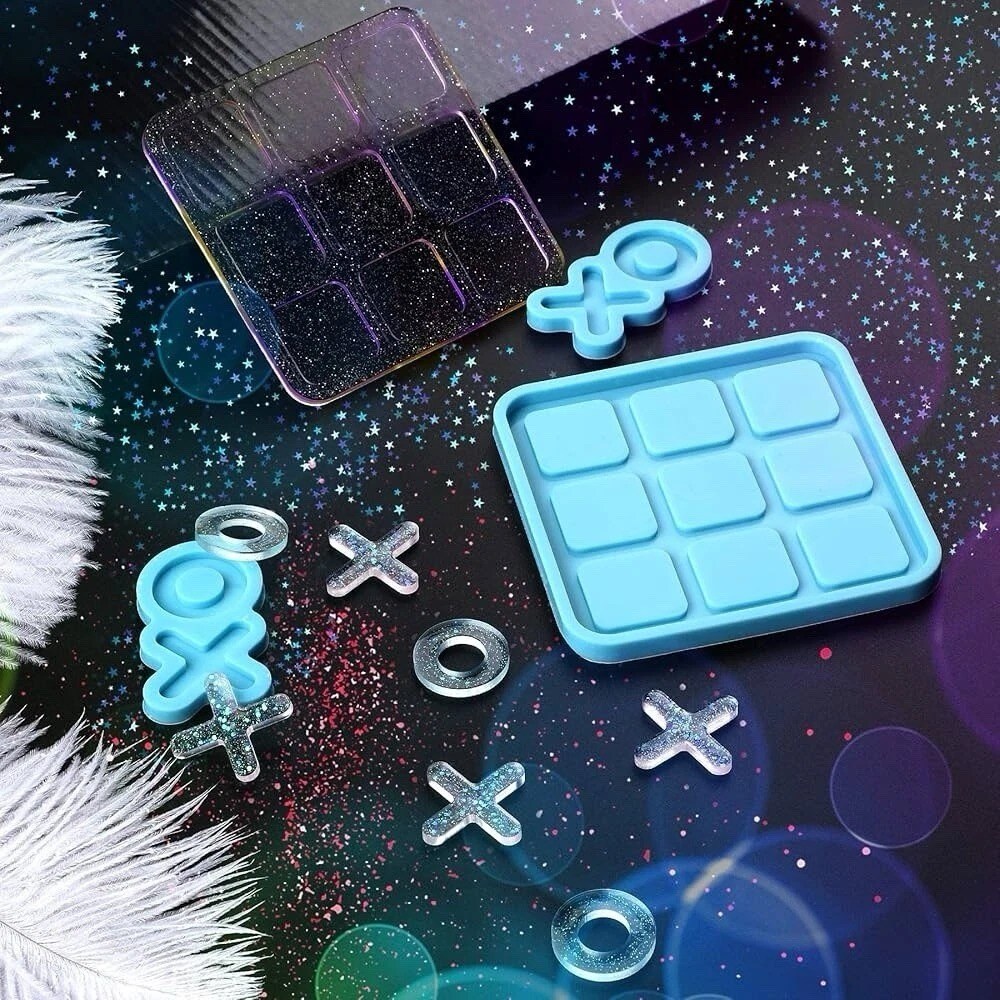 Tic Tac Toe Resin Mold Set with X &#x26; O Silicone Pieces