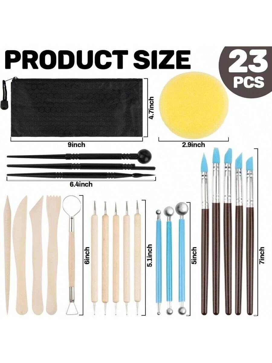 Clay Tools 23 PCS, Clay Sculpting Dry Clay Tools Pottery Tools Set