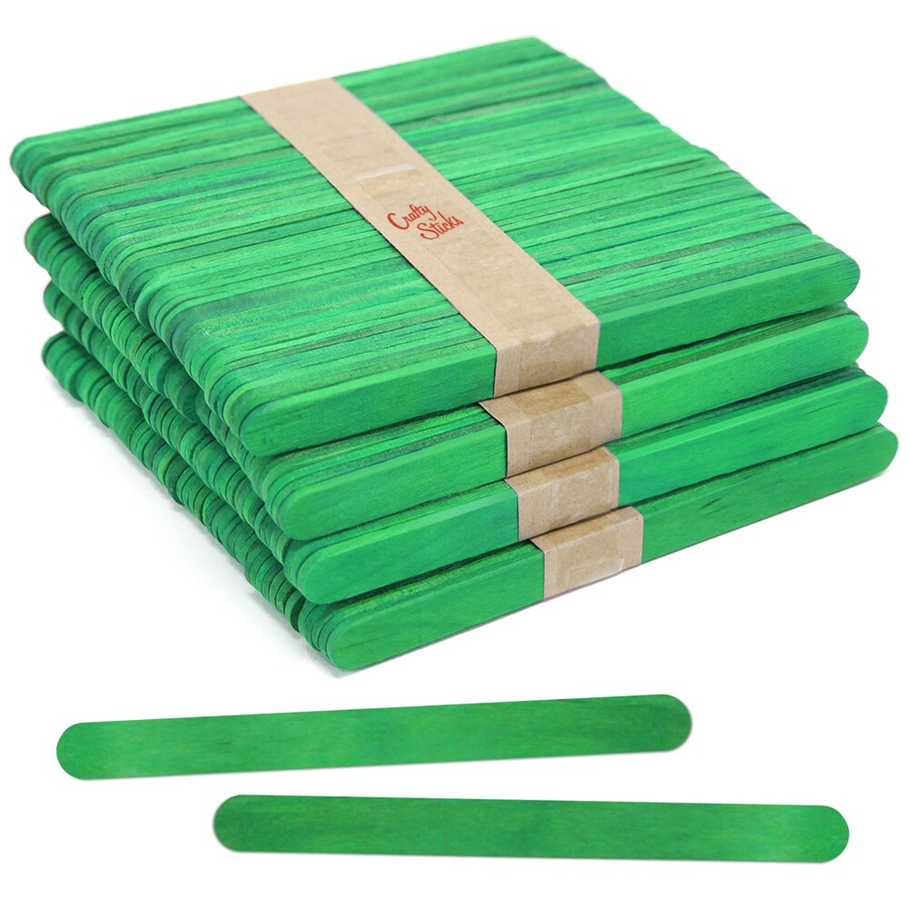 CraftySticks Colored Wood Craft Sticks 4.5 Inch, Red Orange Yellow Green Blue Purple White Black Pink Brown Popsicle Sticks