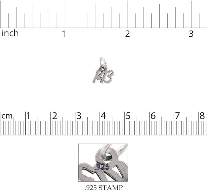 Charm for Jewelry Making - 143 (I Love You) 6x9mm Sterling Silver