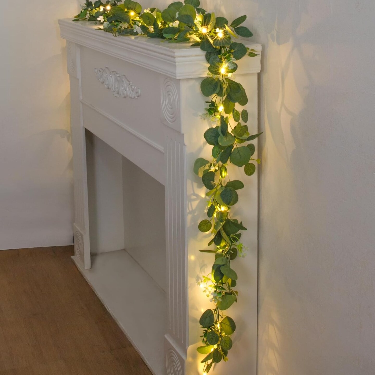 2 Pack Artificial Eucalyptus Garland with Lights (Green)