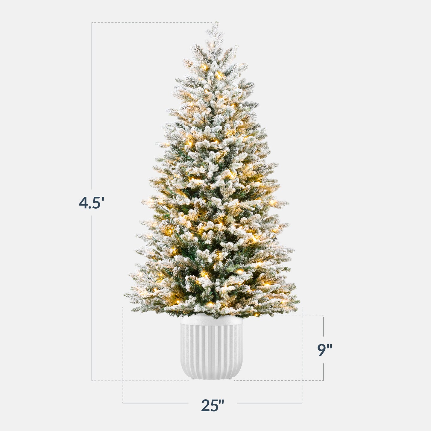 Pre-Lit Potted Flocked Christmas Tree, Realistic Artificial Décor, w/ Twinkling White & Multi LEDs