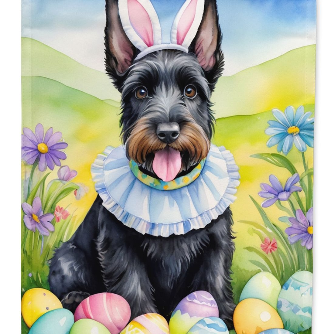 Edge Collections - 28" X 40" - Multicolor - Scottish Terrier Easter Egg Hunt - 1 Piece