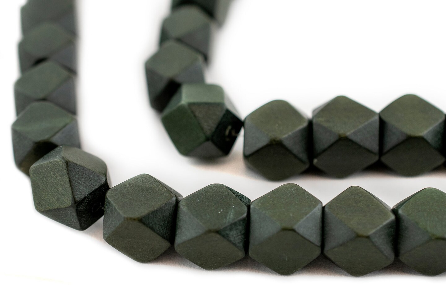 The Bead Chest Olive Green Cornerless Cube Wood Beads: 15mm Diamond Cut Natural Organic Beads for Jewelry Making