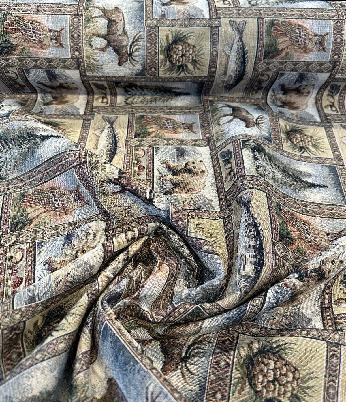 1 Yard Upholstery Tapestry Fabric Wildlife Bear Moose Rustic Golden 62% Cotton 38% Polyester 56 Inch Width