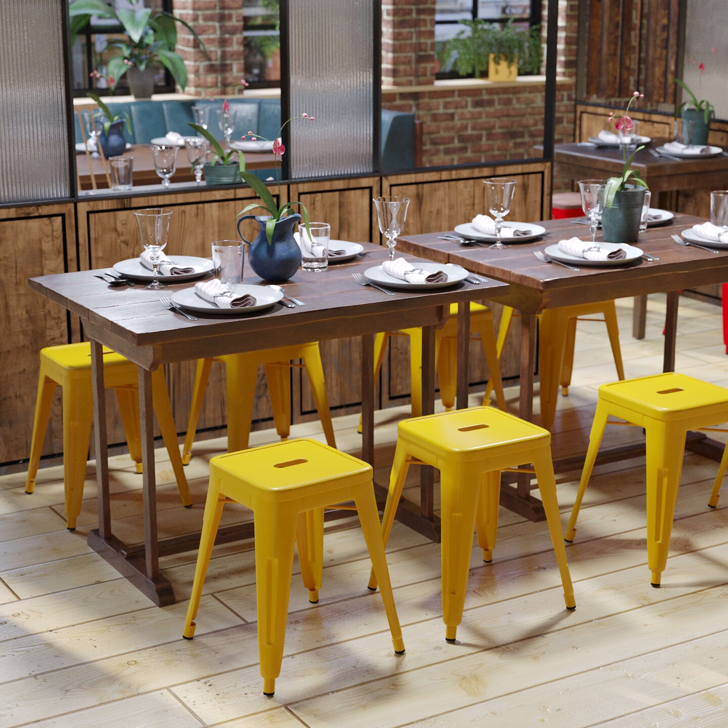 Emma and Oliver 18 Inch Table Height Indoor Stackable Metal Dining