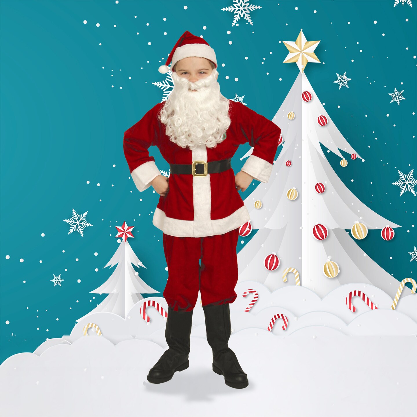 The Costume Center 7-Piece Economy Child Christmas Santa's Little ...