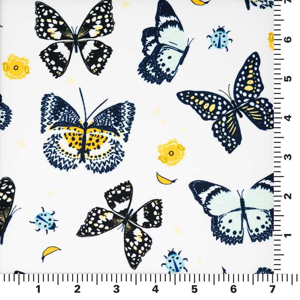 1 Yard Butterflies and Ladybugs Four Way Stretch Printed Nylon Spandex Fabric