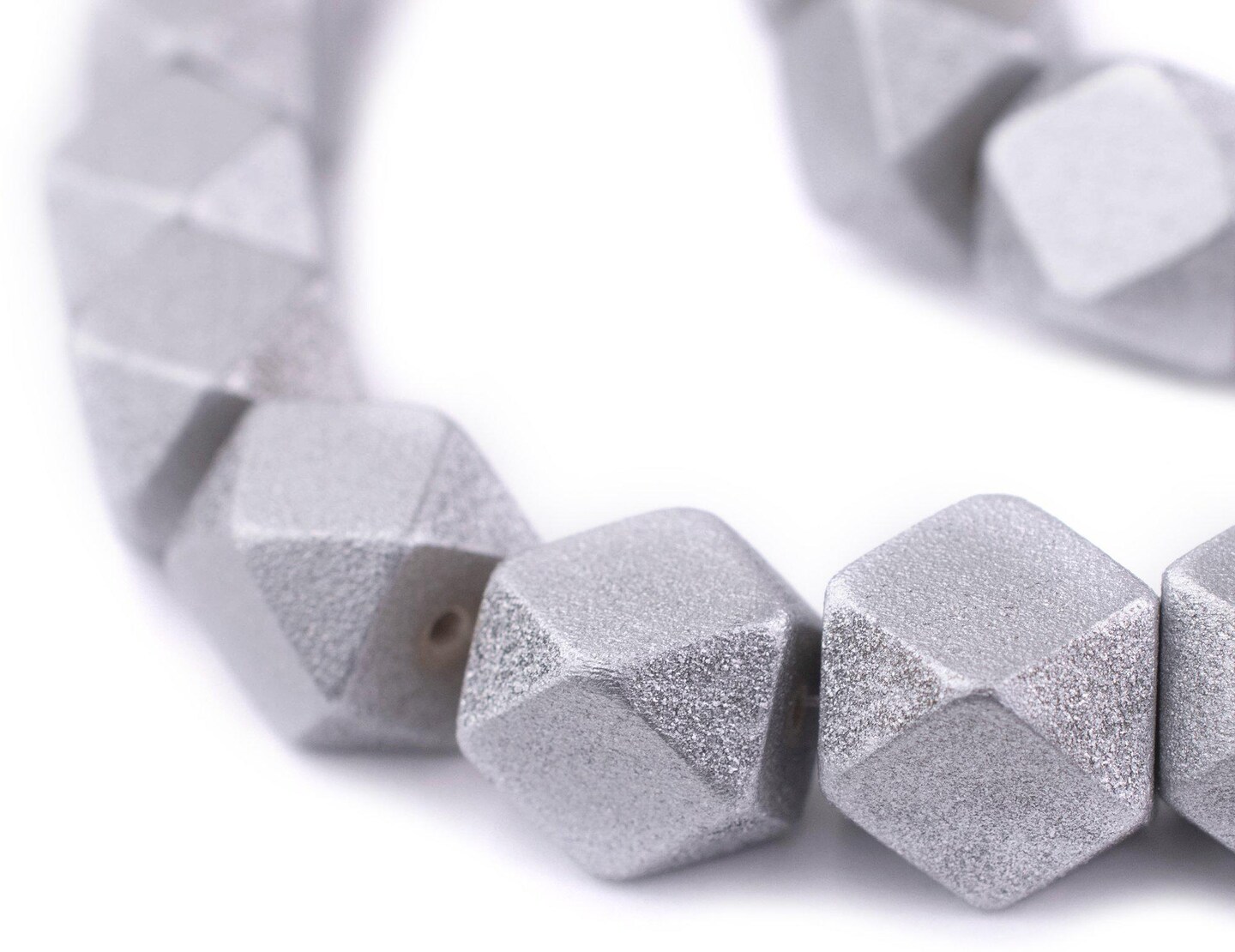 The Bead Chest Silver Cornerless Cube Wood Beads: 15mm Diamond Cut Natural Organic Beads for Jewelry Making