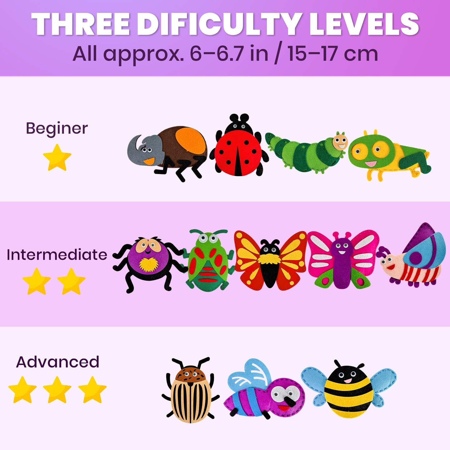 Craft Kits for Kids - 12 Bugs &#x26; Insects Sewing Kit Basic