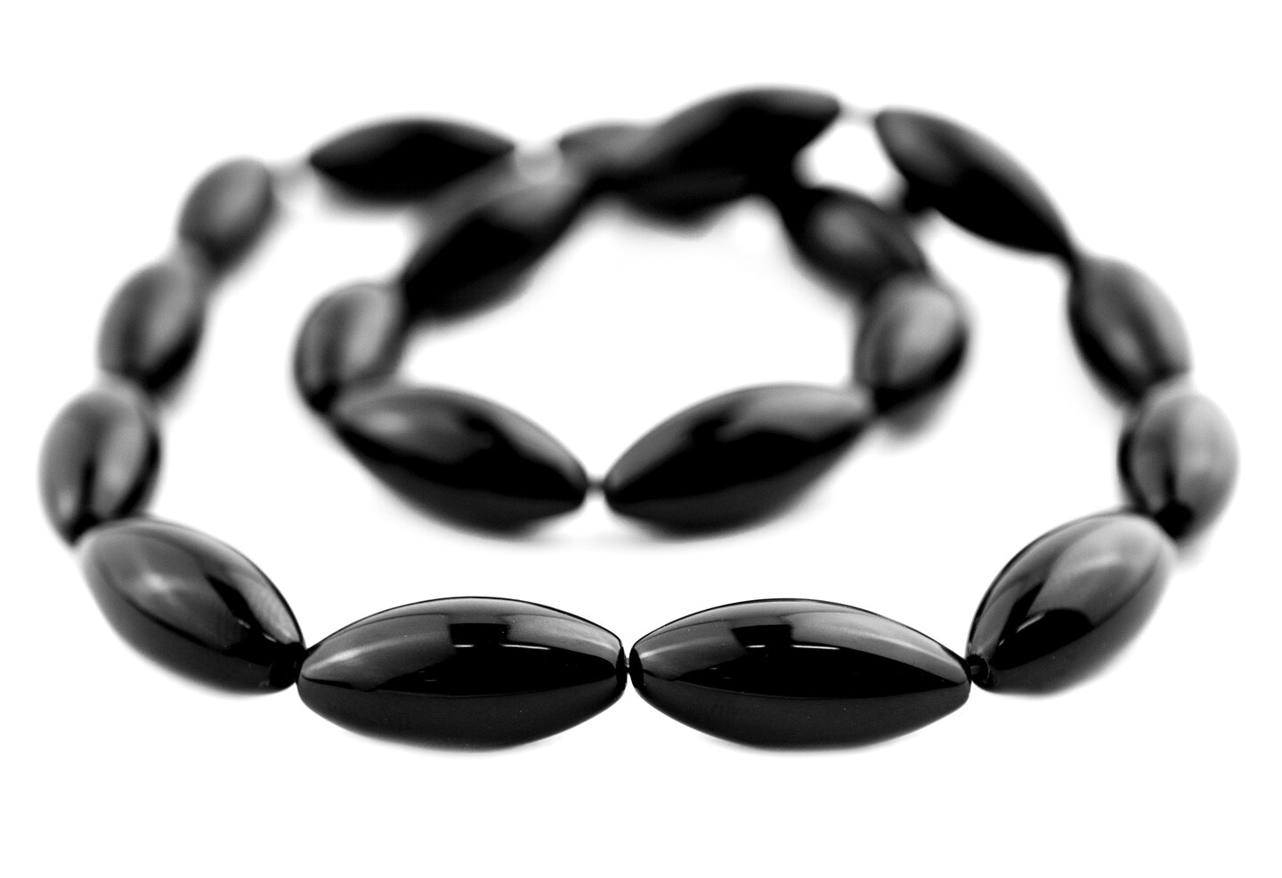 The Bead Chest Oval Onyx Beads (20x9mm)