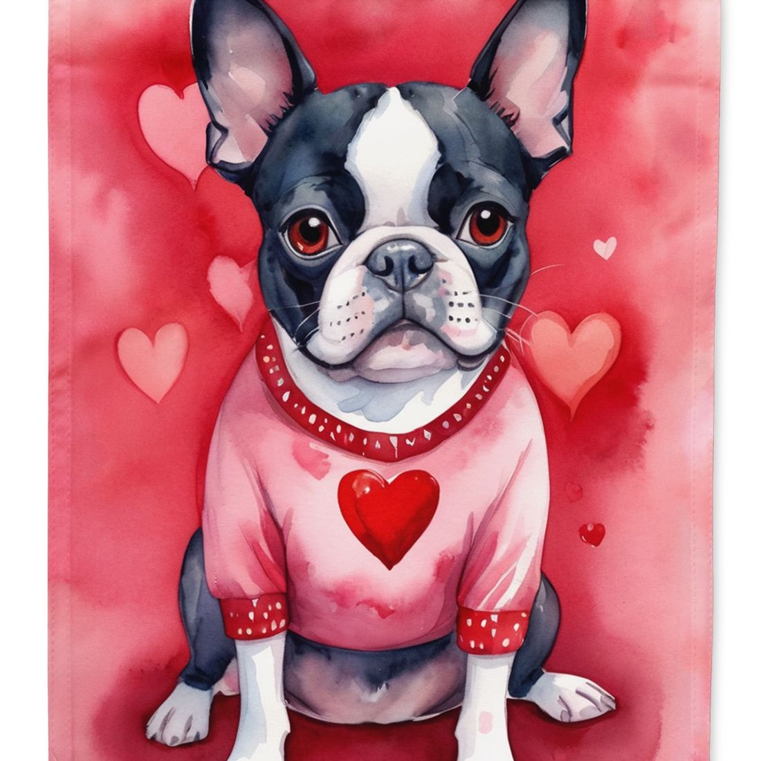 Edge Collections - 11.25" X 15.50" - Multicolor - My Valentine Decorative Boston Terrier - 1 Piece