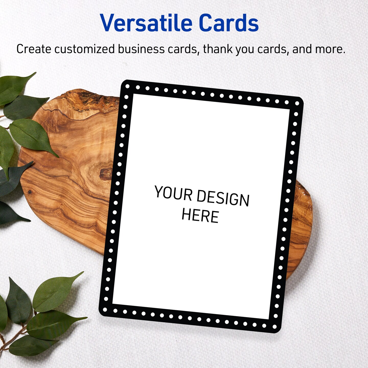 Avery Printable Rectangle Postcards with Rounded Corners, Black and White Polka Dots, 4.25" x 5.5", Matte White Rectangle Postcards with Rounded Corners, Laser/Inkjet, 20ct, Great for Postcards