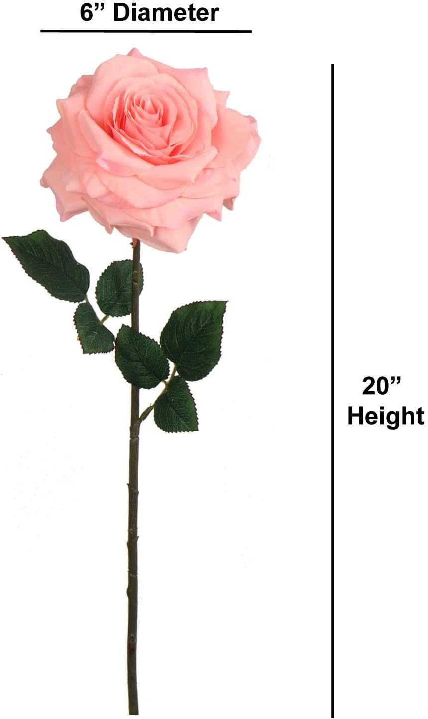 6-Pack 20&#x22; Pink Artificial Rose Stems &#x2013; Realistic Open Blooms &#x26; Lifelike Green Foliage