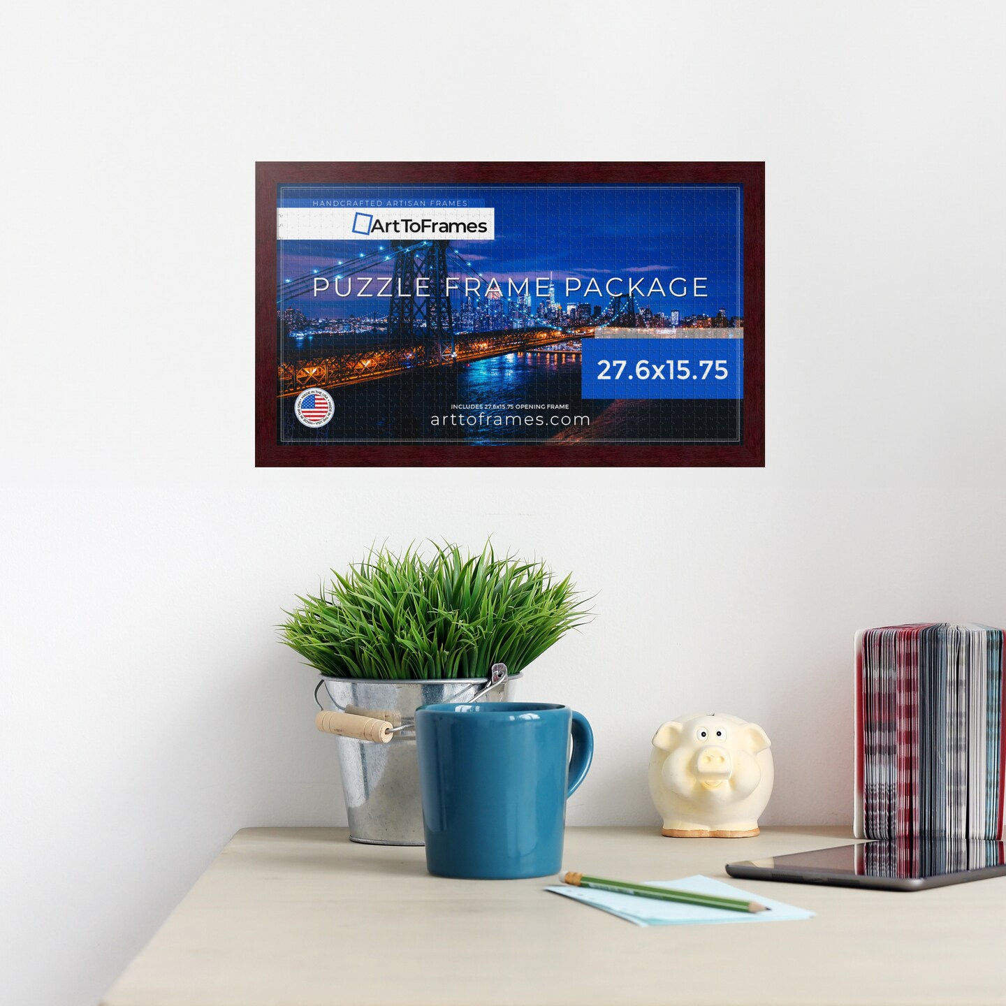 ArtToFrames 27.6x15.75 INCH / 70x40 CM Puzzle Frame for 100 piece Puzzles.This 1.25 Inch Custom MDF Frame for Puzzles Comes with Economy Acrylic, Available in Multiple Colors