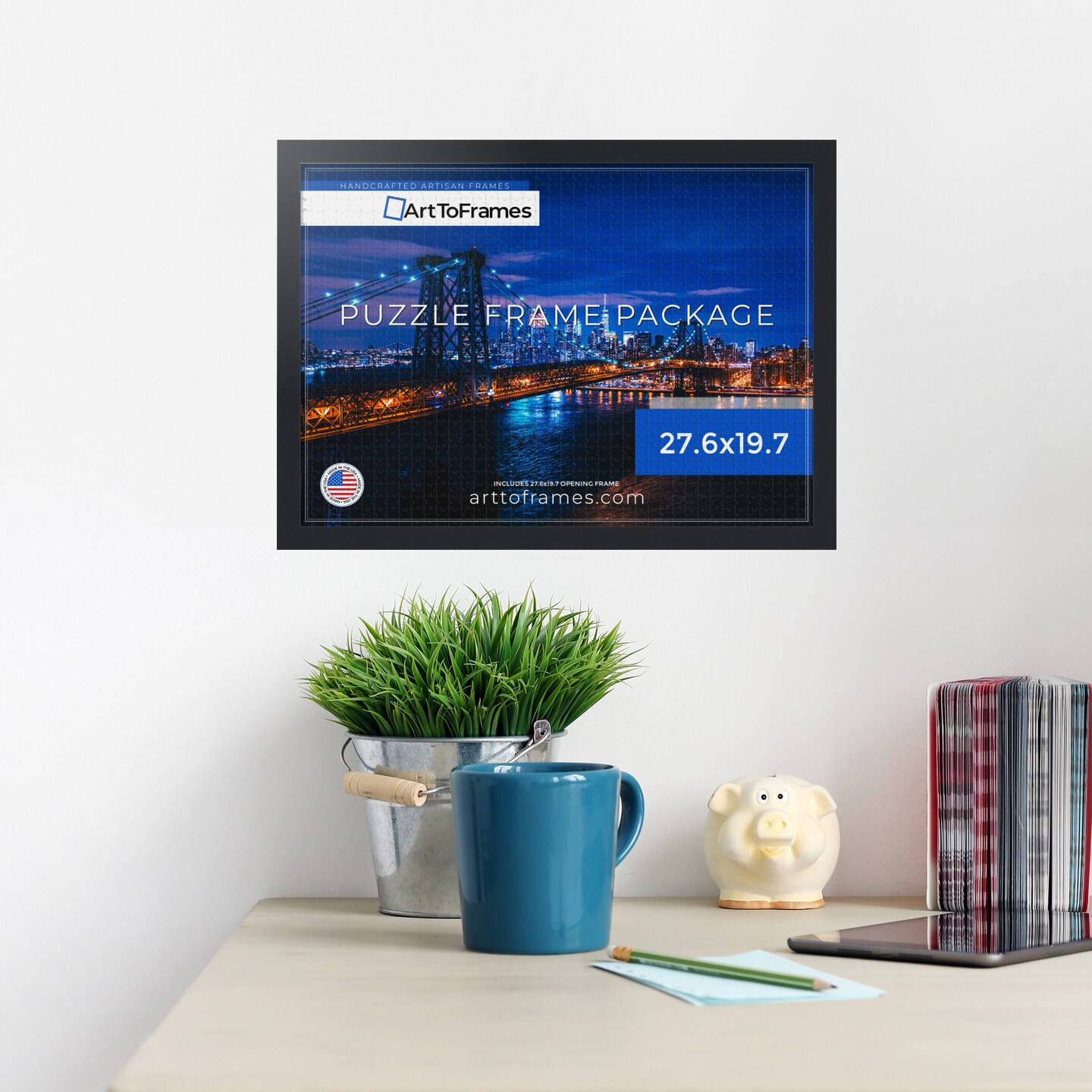 ArtToFrames 27.6x19.7 INCH / 70x50 CM Puzzle Frame for 1000 piece Puzzles.This 1.25 Inch Custom MDF Frame for Puzzles Comes with Economy Acrylic, Available in Multiple Colors