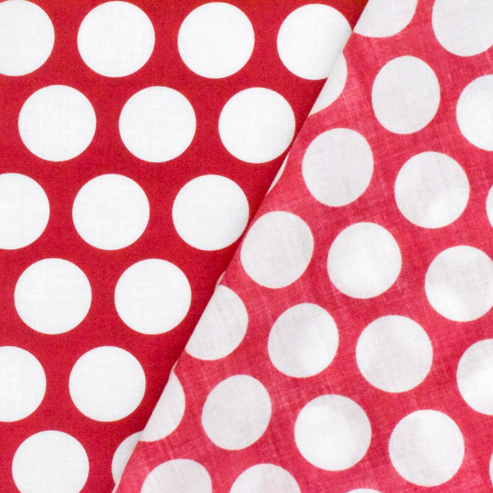 Lipstick Pink-Ivory Dot Printed Cotton Lawn Woven Fabric By the Yard