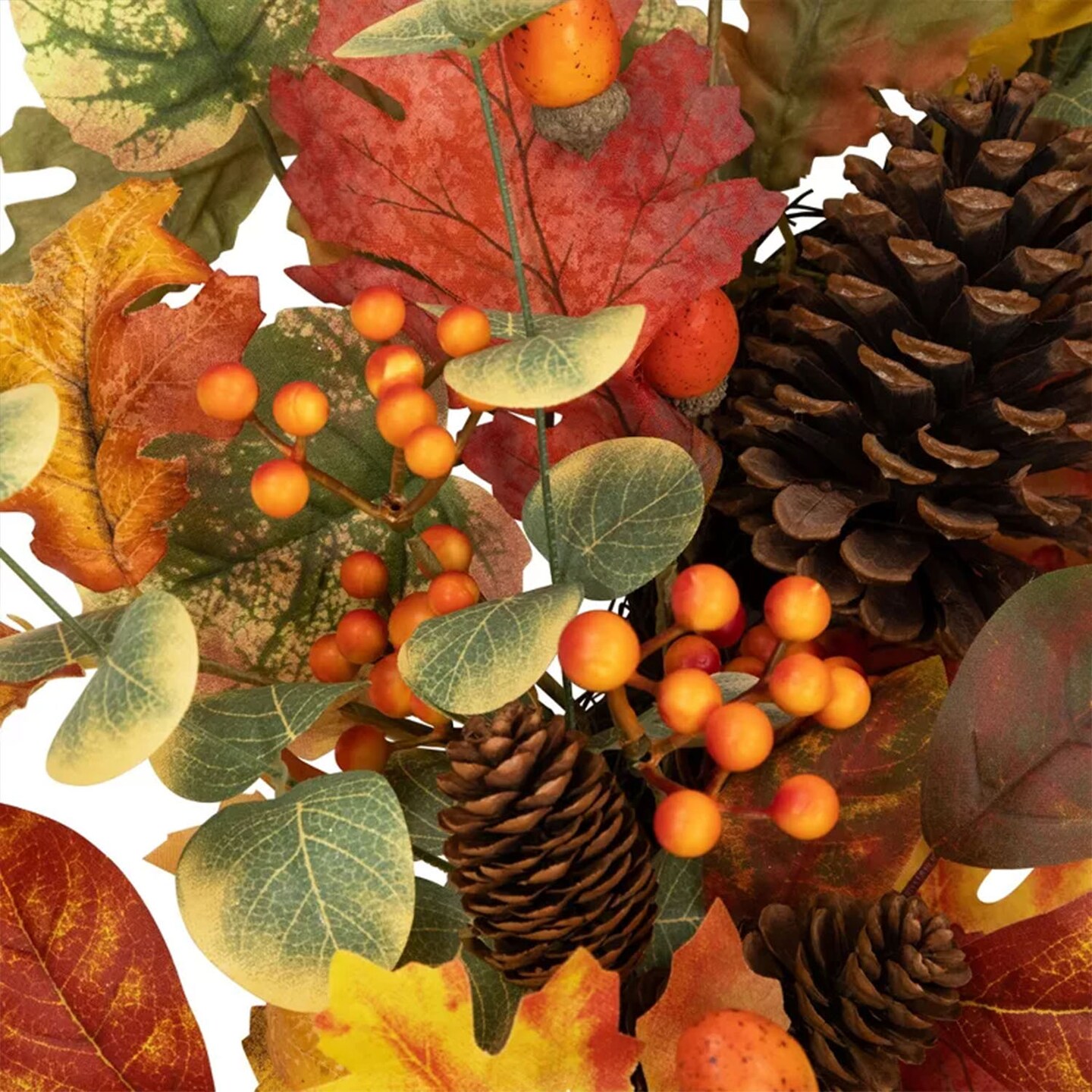 Berries and Pine Cones Artificial Maple Leaf Fall Harvest Wreath 26 Inch
