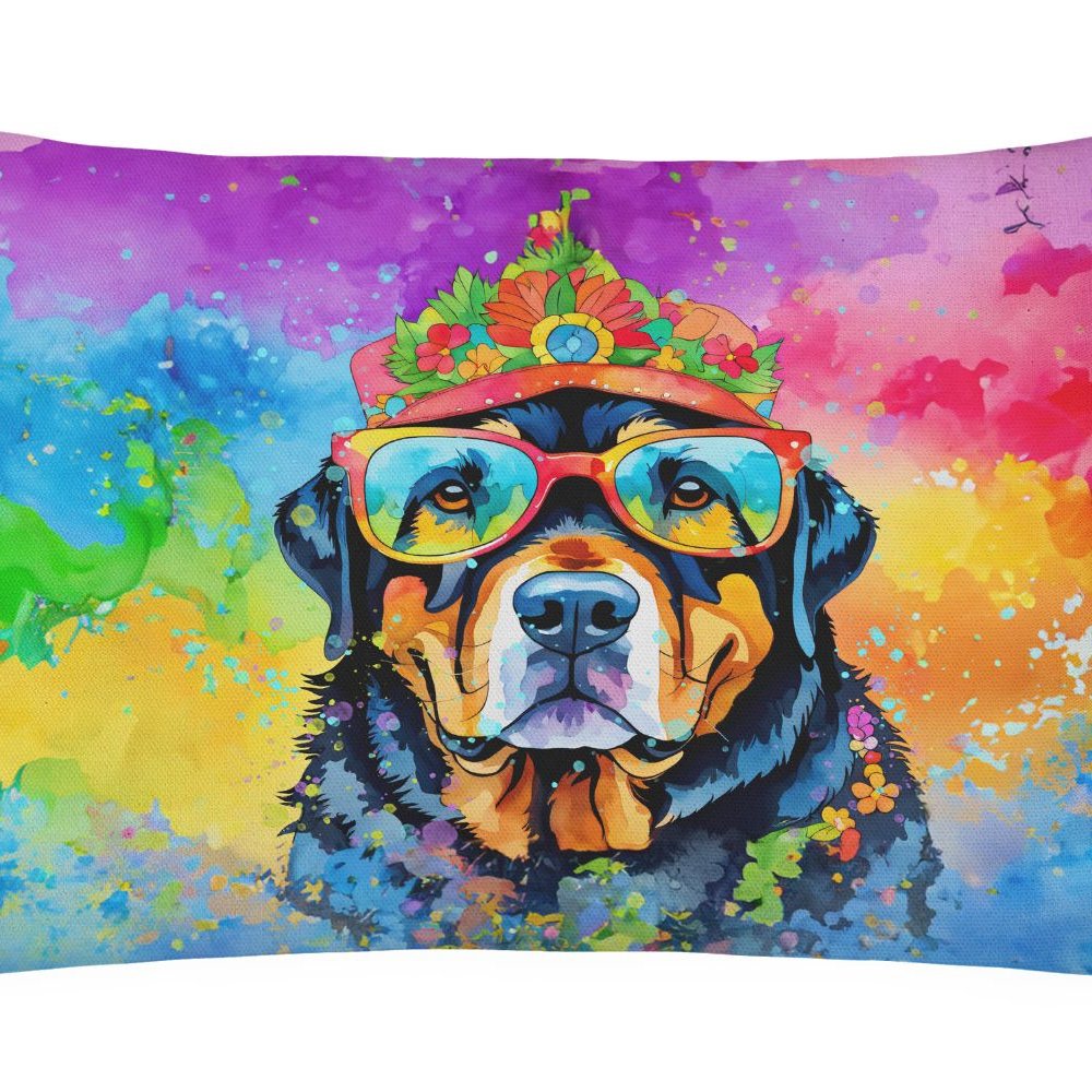 Edge Collections - 12" X 16" - Multicolor - Throw Dawg Pillow Throw Hippie Rottweiler 2547 - 1 Piece