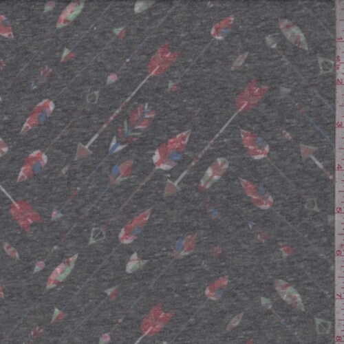 Stone Black Multi Arrow Slub Jersey Knit Fabric By the Yard