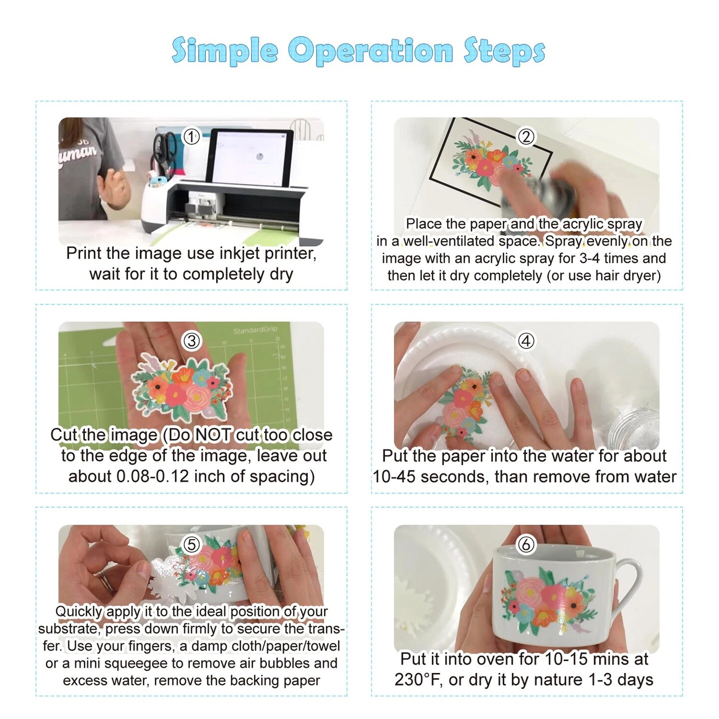 Koala White Waterslide Decal Paper 8.5" x 11" 5 Sheets for Inkjet Printers