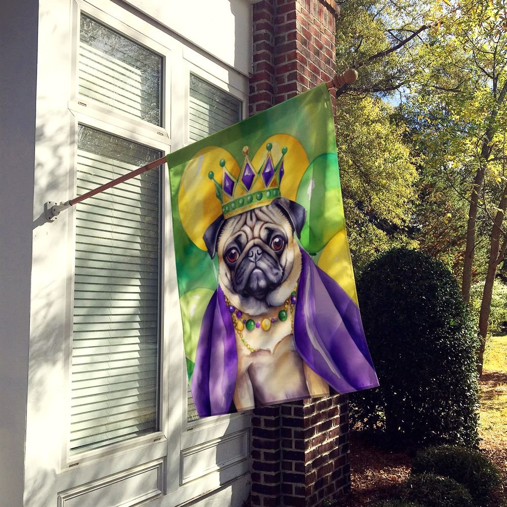 Edge Collections - 28" X 40" - Multicolor - Mardi Gras Pug King Decorative Banner - 1 Piece