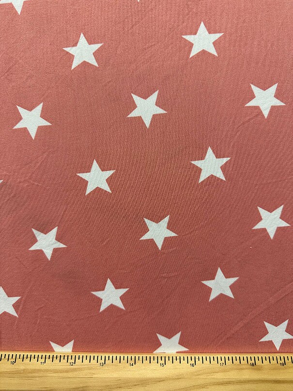 Carnation Star Print Double Brushed Jersey Knit Fabric By the Yard