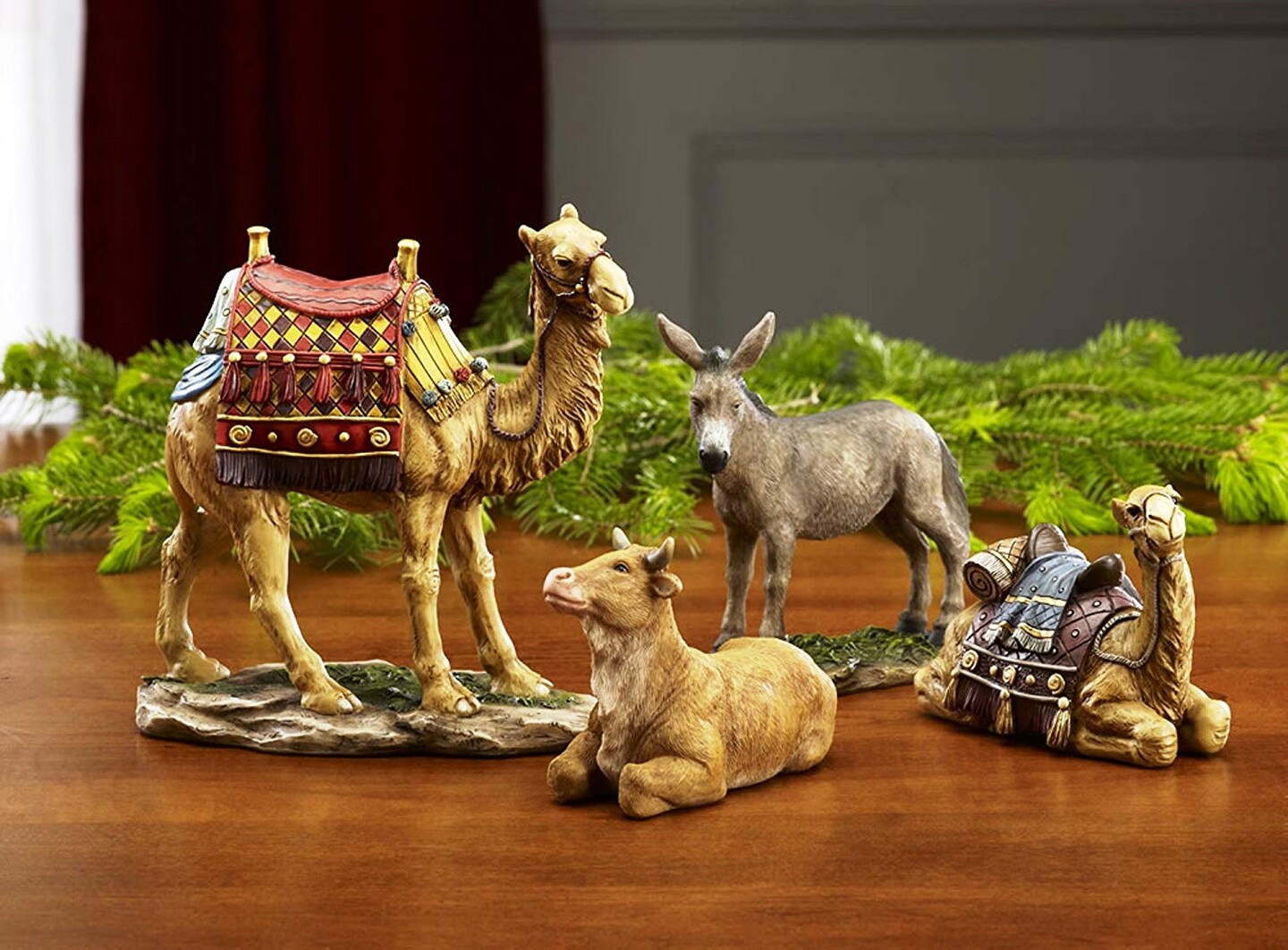 7 Inch Real Life Nativity Set - Includes All People, Lighted Manger, Chest Of Gold, Frankincense &#x26; Myrrh