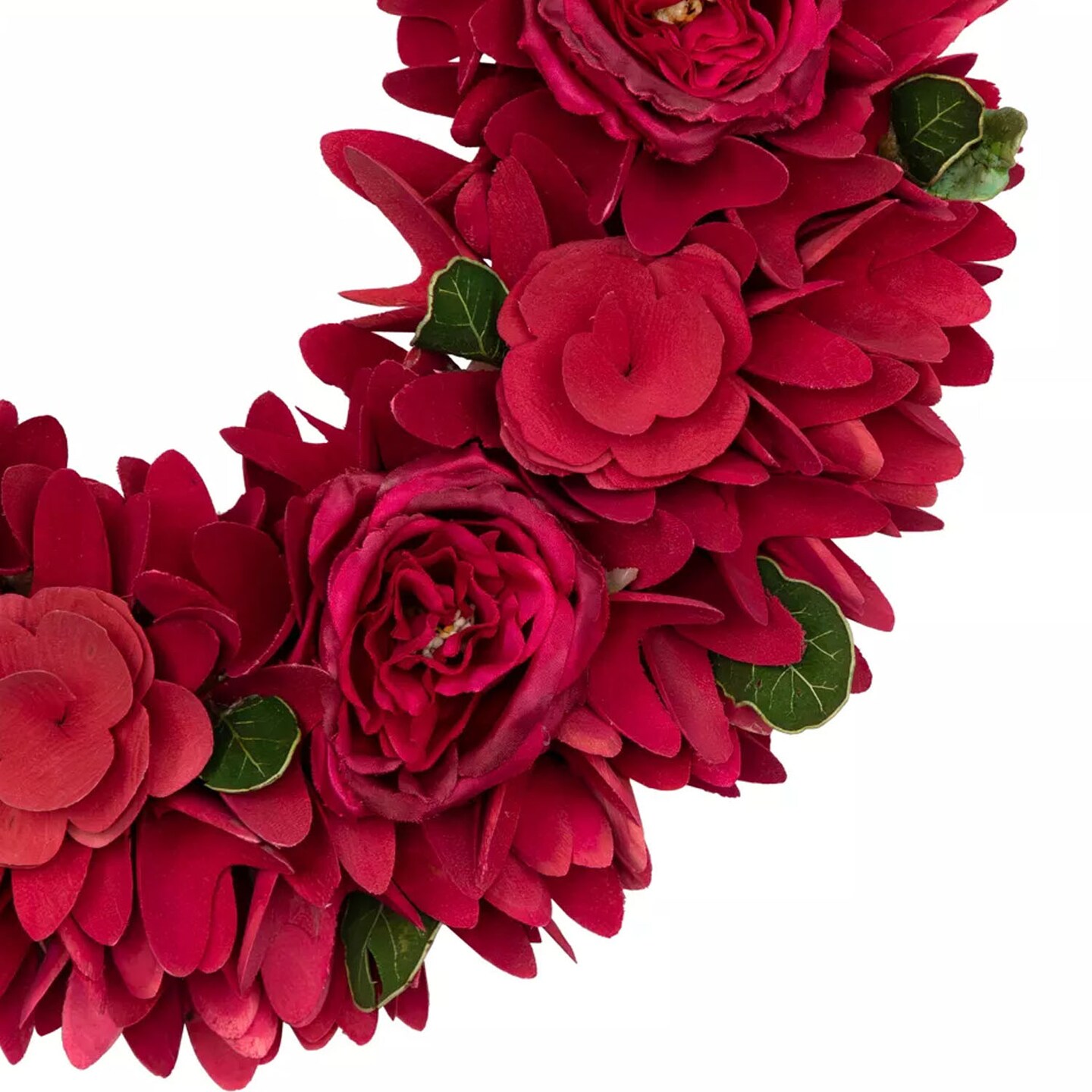 14" Rose Floral Wooden Wreath Artificial Spring Door Decoration