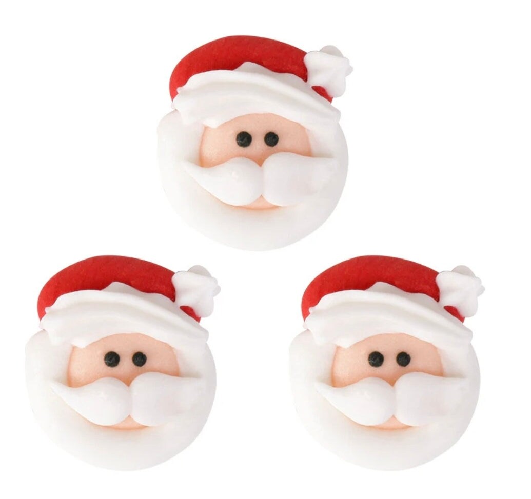 Edible Santa Face Royal Icing Decorations &#x2013; 1&#x22; (6 Count)