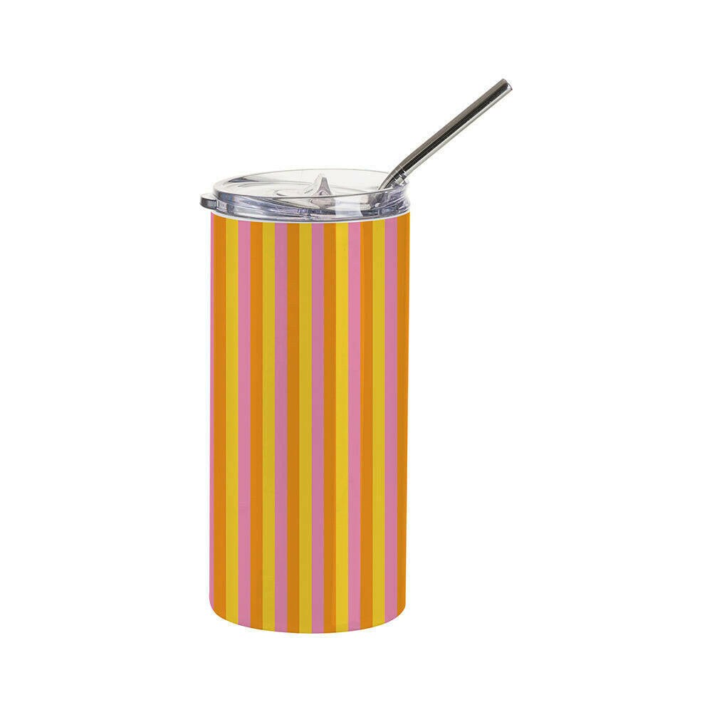 Craft Express 4 Pack 16oz Stainless Steel Skinny Sublimation Tumblers with Lids and Straws
