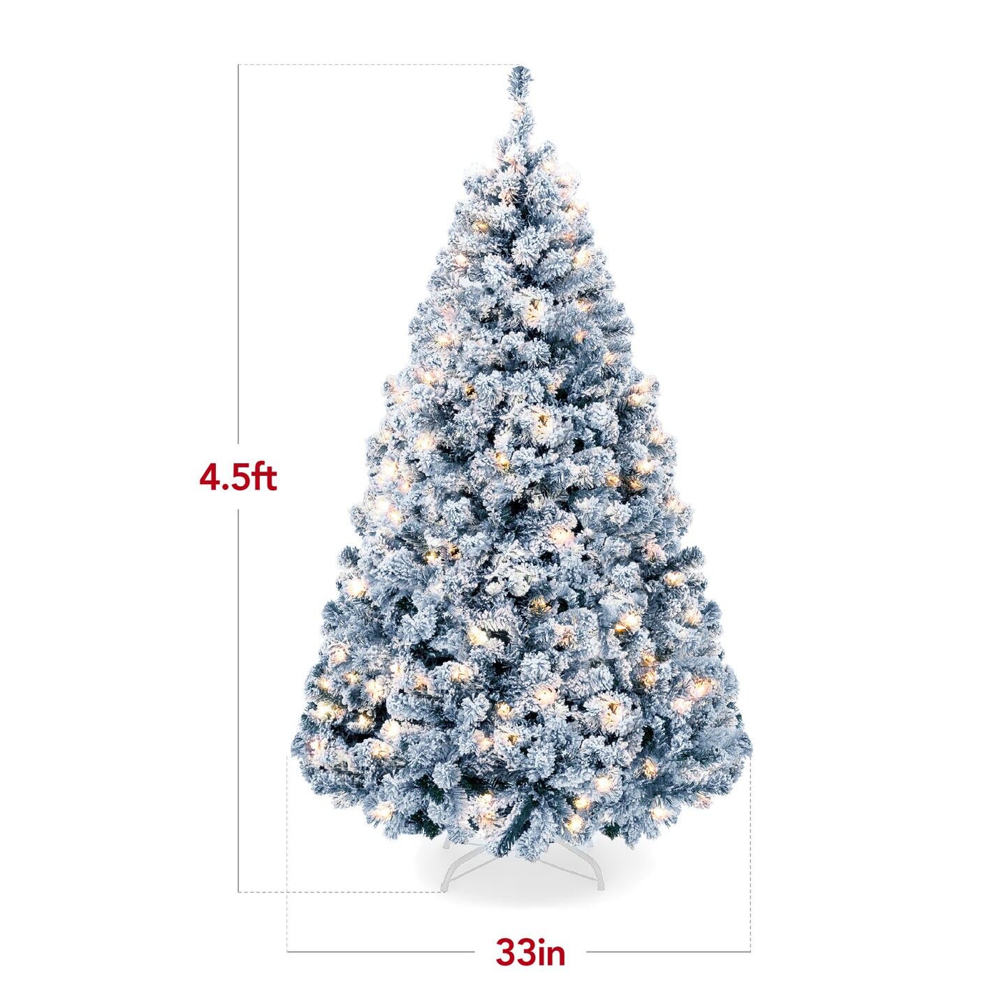 Best Choice Products Pre-Lit Ice Blue Christmas Pine Tree w/ Flocked Branches, Warm-White Lights